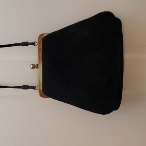 Vintage Etna Black Suede Handbag Purse